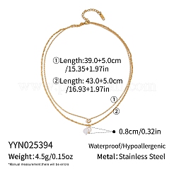 Двухслойные ожерелья для женщин из нержавеющей стали 304 с прозрачными кубическими цирконами и имитацией жемчуга&nbsp;AM8128