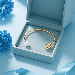 4 шт. 2-цветные браслеты-манжеты из сплава в форме ракушки&nbsp;BJEW-HY0001-24