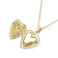 Латунный цветок сердце медальон кулон кабель цепь ожерелья для женщин&nbsp;NJEW-JN05235