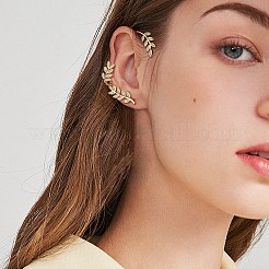 Прозрачные серьги-гвоздики с кубическим цирконием в виде листьев&nbsp;EJEW-SZ0001-82