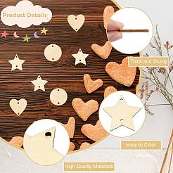 180 шт. 3 стиля неокрашенных необработанных деревянных звеньев&nbsp;WOOD-CJ0002-24