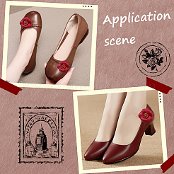 Украшение для обуви из искусственной кожи с цветком&nbsp;AJEW-WH20020-341A