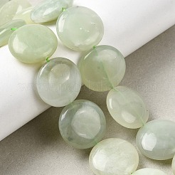Природные плоские круглые Xiuyan нефрита бисер пряди&nbsp;G-L245-03B