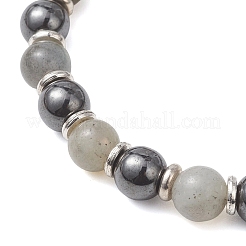 Немагнитные синтетические гематитовые и натуральные лабрадоритовые бусины&nbsp;BJEW-JB13404