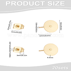 20 шт. фурнитура для сережек-гвоздиков из нержавеющей стали 304&nbsp;STAS-LP0001-87