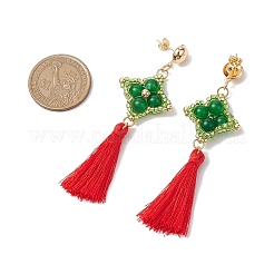 Серьги-гвоздики из натурального малайзийского нефрита&nbsp;EJEW-MZ00282-01