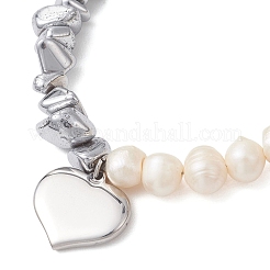 Браслеты с подвесками в виде сердца из нержавеющей стали 304&nbsp;BJEW-JB13361-01