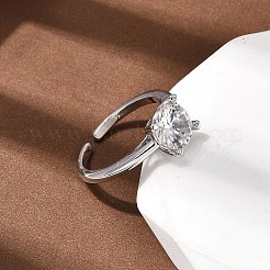 Латунные микропаве кубические цирконии манжеты открытые кольца для женщин&nbsp;RJEW-B160-04P