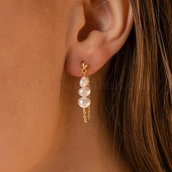 Овальные серьги-гвоздики с цепочкой и кисточкой из нержавеющей стали 304&nbsp;BJ9106