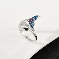 Латунные кольца-манжеты из прозрачного кубического циркония с паве&nbsp;RJEW-V013-01P