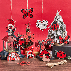 1 комплект деревянных подвесных украшений в виде божьей коровки&nbsp;DIY-SC0026-45