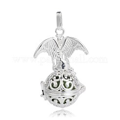 Серебряные позолоченные латунные полые круглые подвески в клетке&nbsp;LS-KK-J248-05S