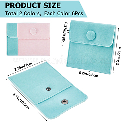 12шт 2 цвета квадратных бархатных мешков для ювелирных изделий&nbsp;TP-CP0001-02A