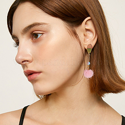 Серьги-гвоздики из прозрачной смолы и орехового дерева&nbsp;MAK-OC0001-002