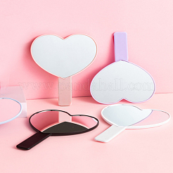 4 шт. 4-х цветные стеклянные ручные зеркала в форме сердца&nbsp;AJEW-LP0002-95