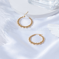 1 пара круглых серег-колец из нержавеющей стали 201 с булавками из нержавеющей стали 304 для женщин&nbsp;EJEW-LP0011-03