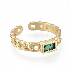 Латунные микро проложить манжеты кольца кубического циркония&nbsp;RJEW-K232-14G-01