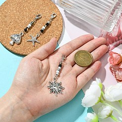 Подвески из сплава гриб/солнце/морская звезда и стеклянные подвески&nbsp;HJEW-YW00006