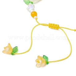 Бусины из натурального желтого авантюрина плетеные браслеты из бусин&nbsp;BJEW-MZ00167-03