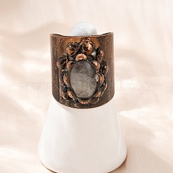 Латунь с натуральным лабрадоритом манжеты кольца&nbsp;RJEW-Z112-02R-01