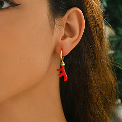 Серьги-кольца с оленем из латуни и эмали&nbsp;KX0069