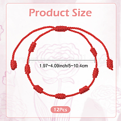 12шт. браслеты на удачу с 7 узлами&nbsp;BJEW-SP0001-26
