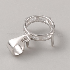 925 серебряная подвеска с родиевым покрытием и открытым задним безелем в форме кабошона&nbsp;STER-WH0004-018B