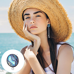 Фурнитура для сережек-гвоздиков из нержавеющей стали 304 с натуральными ракушками пауа&nbsp;STAS-UN0063-80