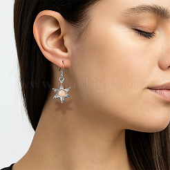 2 пара двухцветных сережек-подвесок из сплава в форме луны и солнца&nbsp;EJEW-GO0002-21