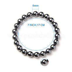 Серебряная пластина немагнитные синтетические круглые бусины гематита растягивать браслеты&nbsp;BJEW-PH0001-8mm-21