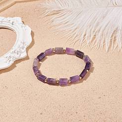 Эластичный браслет из бусин из натурального аметиста&nbsp;BJEW-JB08596-04