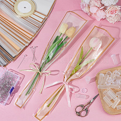 250 шт. 5-х цветные пластиковые пакеты для букетов цветов&nbsp;AJEW-BC0009-70