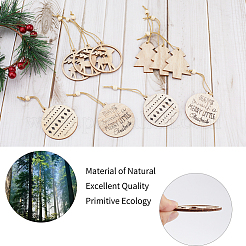 2 комплект из 2 деревянных подвесок в рождественском стиле&nbsp;HJEW-GF0001-39A