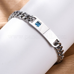 201 браслет из кубинской цепочки из нержавеющей стали&nbsp;BJEW-B078-162P