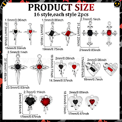 Ретро сердце и крест 32 шт 16 стиля сплав эмалированные подвески&nbsp;ENAM-PH0003-12