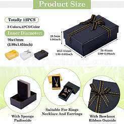 12 шт. подарочные коробки для хранения украшений из прямоугольной бумаги двух цветов&nbsp;CON-TA0001-21
