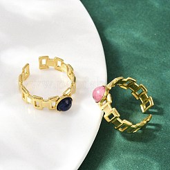 Кольца-манжеты из нержавеющей стали 316 с натуральными смешанными драгоценными камнями&nbsp;RJEW-Z098-01G-12