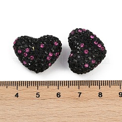 Бусины из полимерной глины в форме сердца со стразами&nbsp;CLAY-NH0002-01C