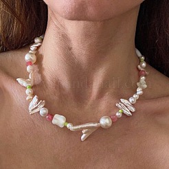 Ожерелья из бисера из латуни и натурального барочного жемчуга Кеши для женщин FS-WG8C333-04