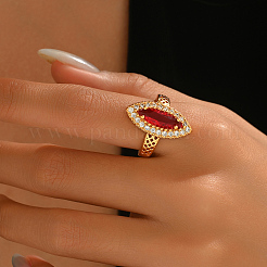 Латунное микропаве кубический цирконий регулируемое кольцо на палец для женщин&nbsp;TC6550-1