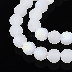 Нити стеклянных бусин с имитацией матового нефрита&nbsp;GLAA-T032-J8mm-MBB01