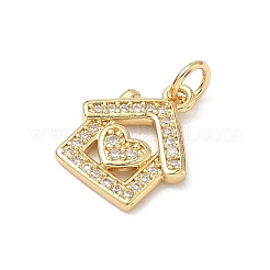 Латунные микропаве прозрачные подвески с фианитом&nbsp;KK-H255-23G-1