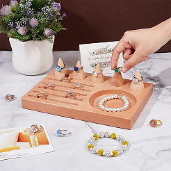 Деревянные стенды кольца пальца&nbsp;RDIS-WH0009-020