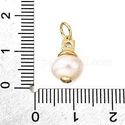 Латунный микропаве прозрачный кубический цирконий с натуральными жемчужными подвесками&nbsp;KK-V011-55G