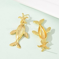 Серьги-гвоздики из латуни с подвесками на морскую тематику&nbsp;EJEW-F400-04A-G