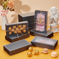 Картонные ящики для хранения подарков с прозрачной крышкой&nbsp;CON-WH0092-72C-02