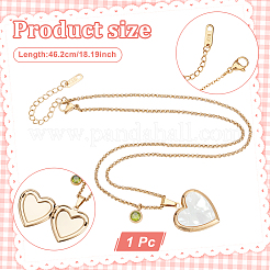 Ожерелья из нержавеющей стали с подвеской в виде сердца из натуральной белой ракушки для женщин&nbsp;NJEW-NB00014