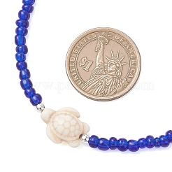 9 шт. 9 варианта ожерелья из искусственной бирюзы в виде морской черепахи с бусинами из стекла для женщин&nbsp;NJEW-JN05930