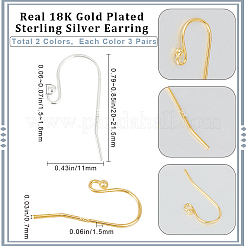 2 цвет 925 крючка для сережек из стерлингового серебра&nbsp;STER-BBC0006-24A