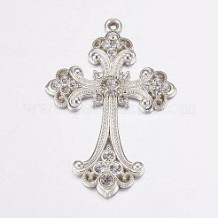 Сплав крест горный хрусталь большие кулоны&nbsp;ALRI-1475-S-NR